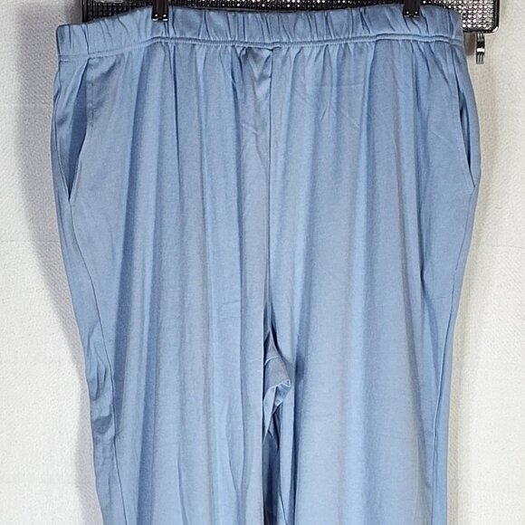 Woman Within Blue Cotton Poly Pull on Elastic Waist Pants Size 1X 22/24 Tall - Picture 2 of 16